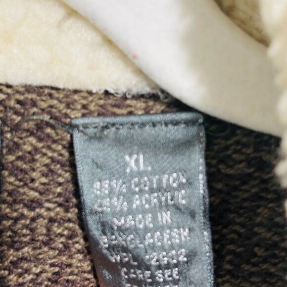 Oscar De La Renta 1/4 Zip Sweater Men's Sz XL Brown Marled Sherpa Lined Collar - Picture 6 of 8